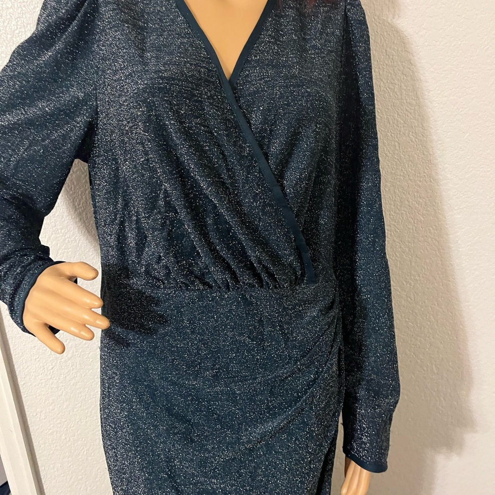 SHEIN 2xl GREEN GLITTER SHIMMER LONG DRESS